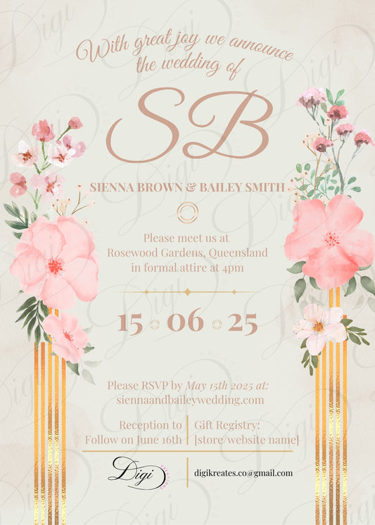 Elegant Floral Wedding Invitation – Editable Digital Template