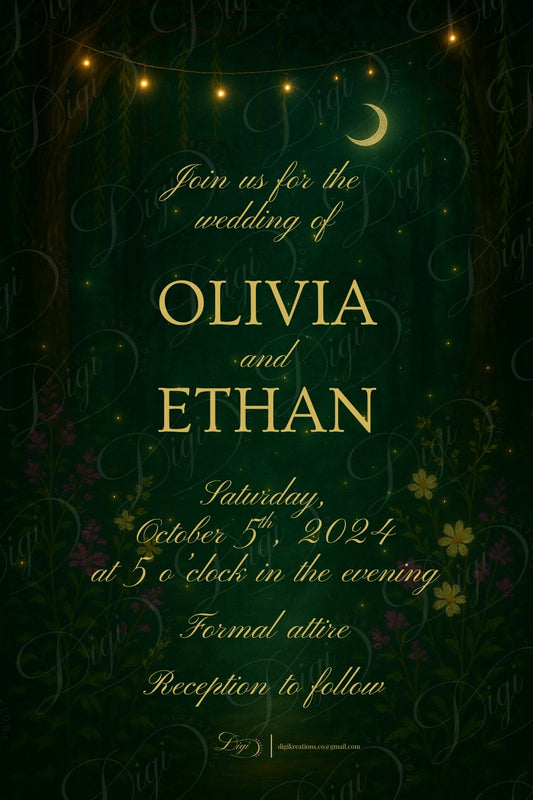 Enchanted Forest - Editable Wedding Invitation